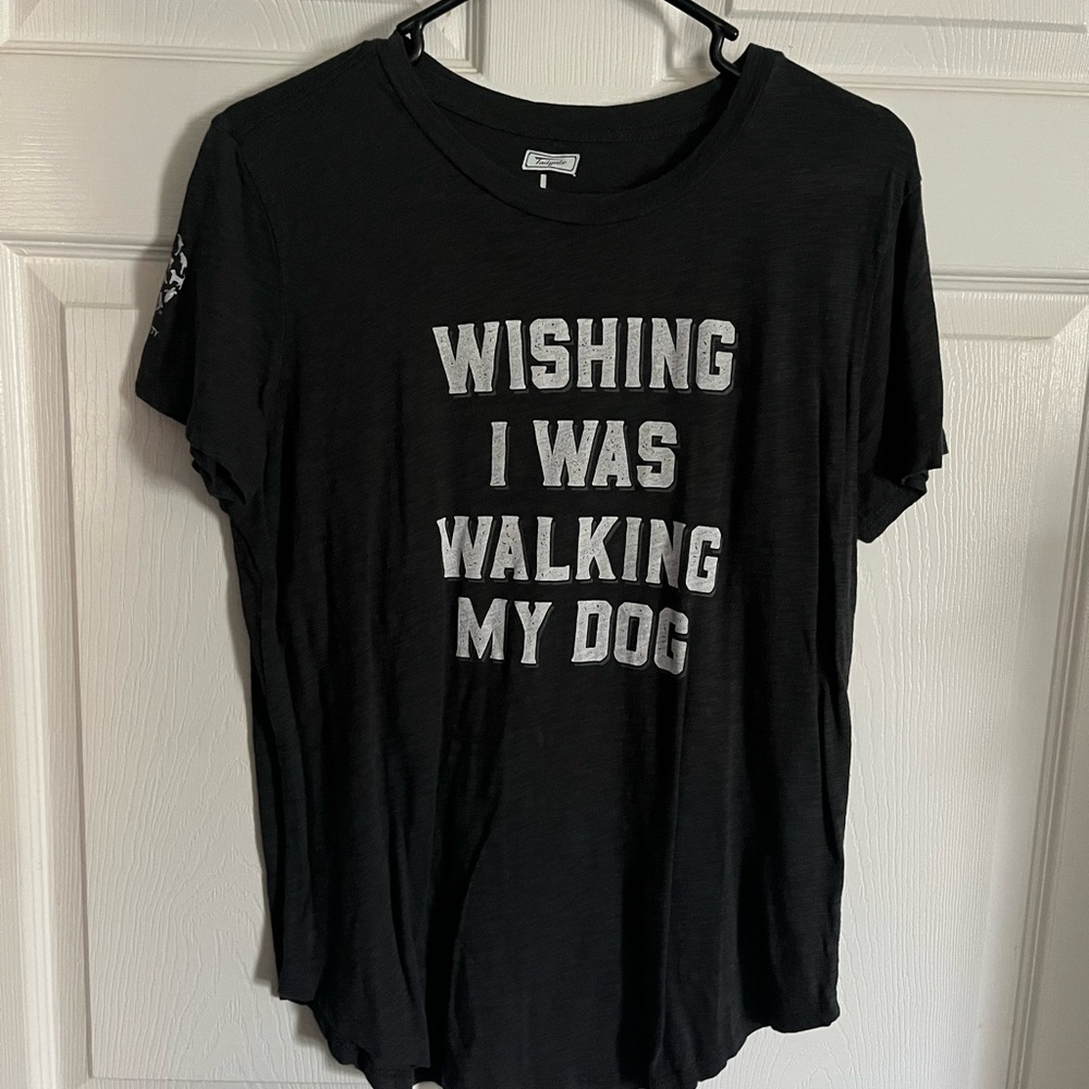 Black Graphic Tee - Wishing I Was Walking My Dog